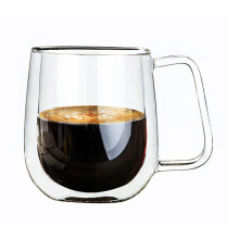 Resistência ao calor transparente Caneca de café de vidro Copo de suco de leite de parede dupla